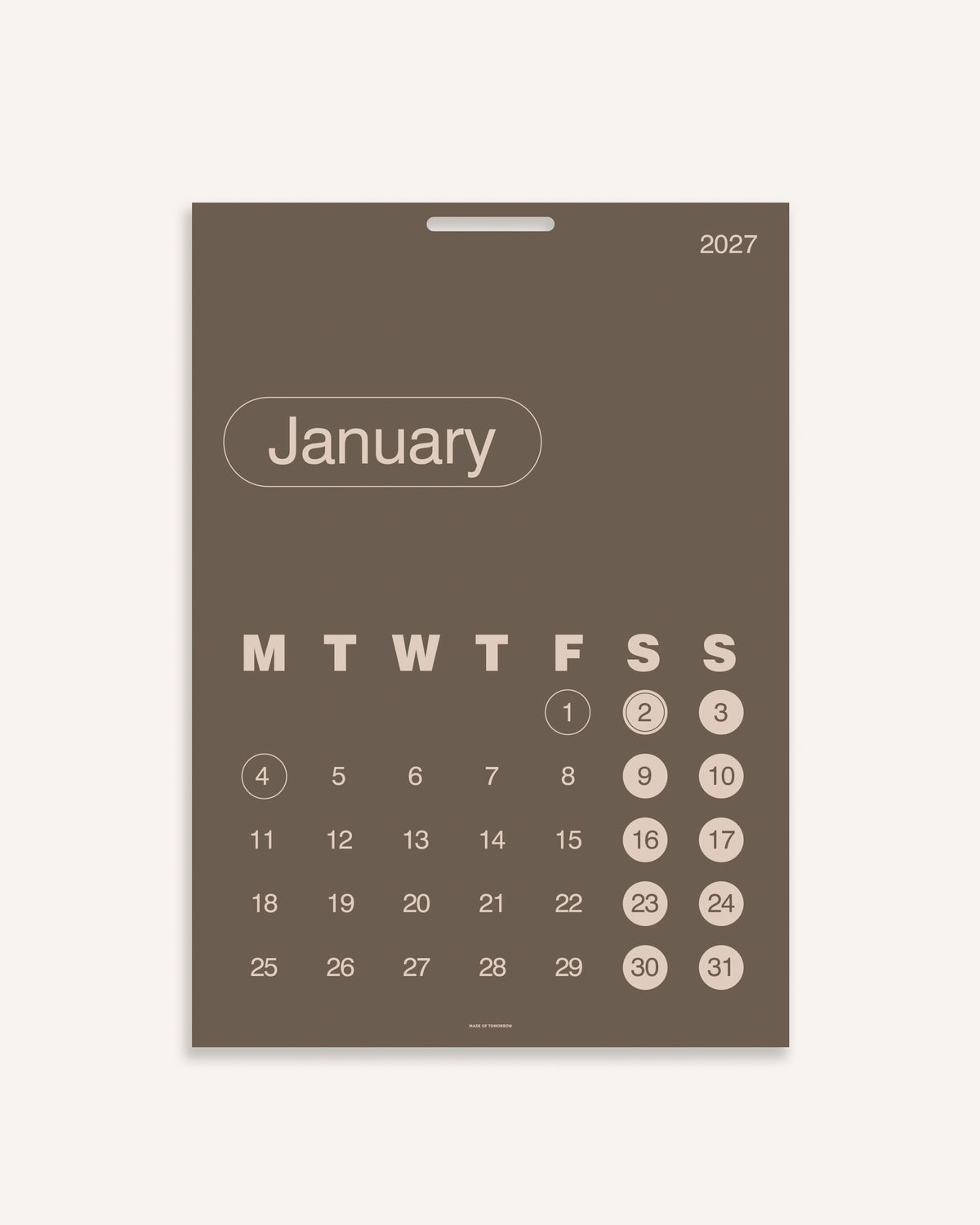 2027 Monthly Calendar — Default Title